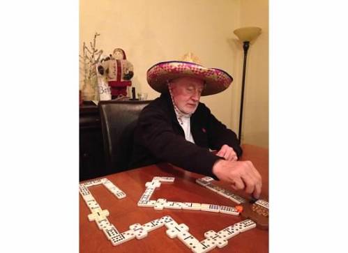 We played quite a bit of Mexican or Train Dominoes while we were there.  No one could explain the name to me.  In case it wasn't offensive enough, we added a sombrero to the mix.